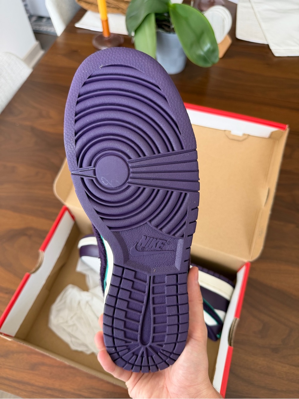 Nike Dunk Low RETRO Purple Teal White Leather Sneakers - Picture 3 of 3